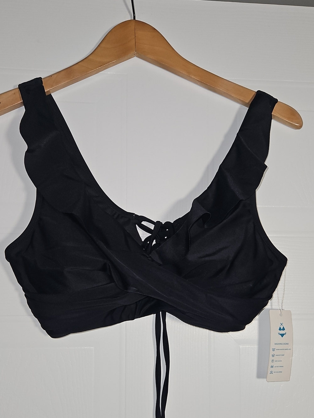 Women's Black Ruffled 2 Piece Bathing suit